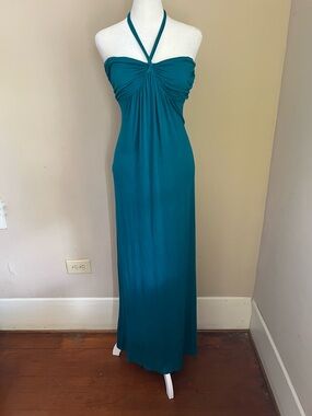 BOHO CHIC Charlotte Russe Teal Halter Maxi Dress